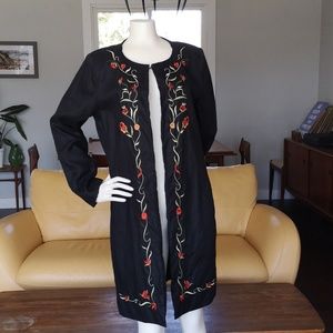 Vintage linen flowered long jacket